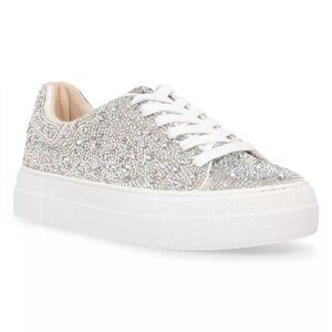 Betsey Johnson Sidny Lace-Up Rhinestone Platform Sneakers